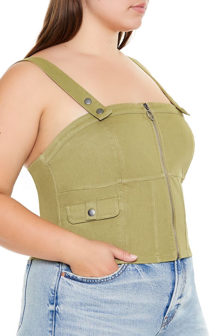  Forever 21 Plus Size Zip-Up Crop Top - cypress - Bonton