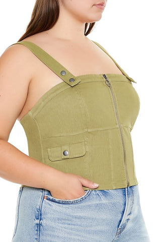 Plus Size Zip-Up Crop Top