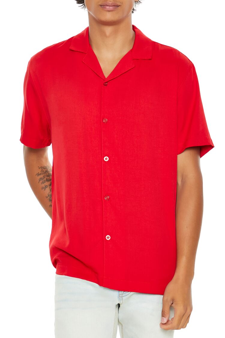  Forever 21 Cuban Collar Short-Sleeve Shirt - dark cocoa - Bonton