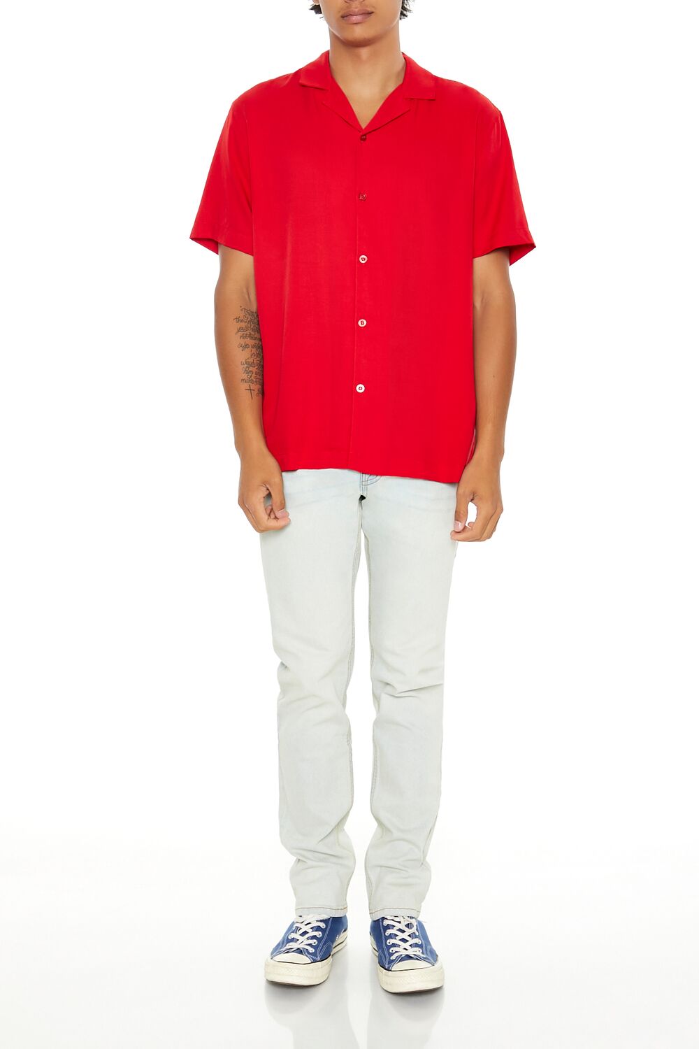 Forever 21 Cuban Collar Short-Sleeve Shirt - dark cocoa - Bonton