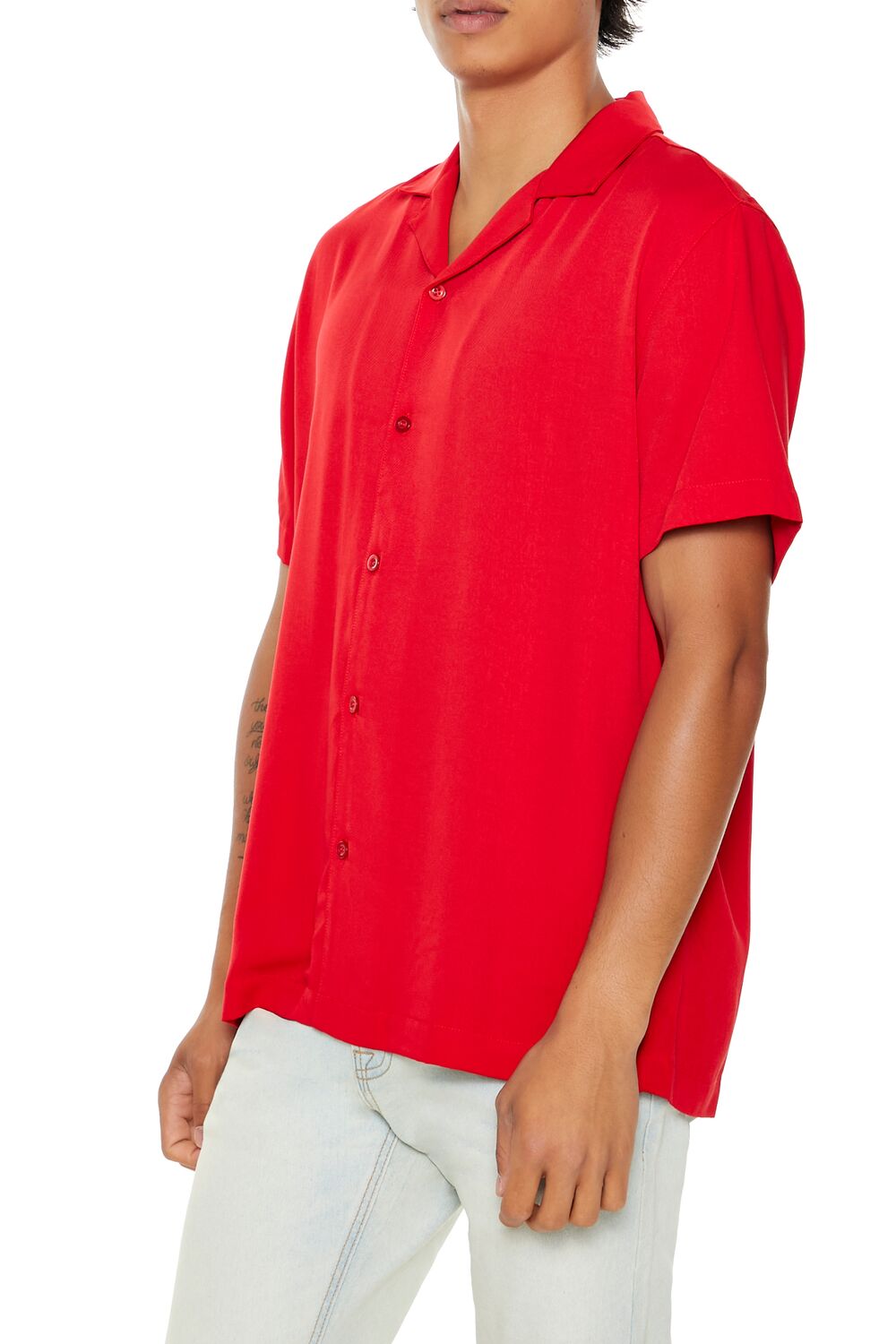  Forever 21 Cuban Collar Short-Sleeve Shirt - dark cocoa - Bonton