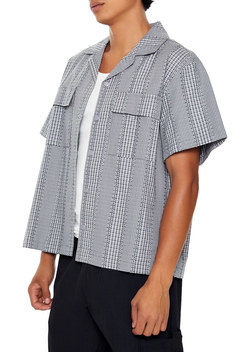  Forever 21 Cropped Mixed Plaid Shirt - grey multi - Bonton