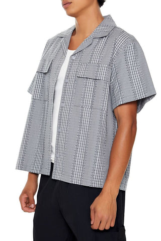 Cropped Mixed Plaid Shirt