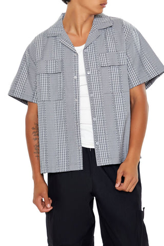 Cropped Mixed Plaid Shirt