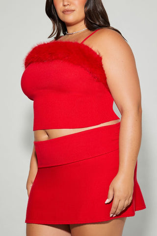 Plus Size Mean Girls Faux Fur Sweater-Knit Cami