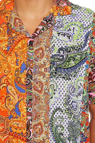 Mixed Paisley Print Rayon Shirt