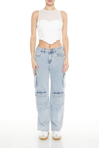 Ruched V-Hem Crop Top