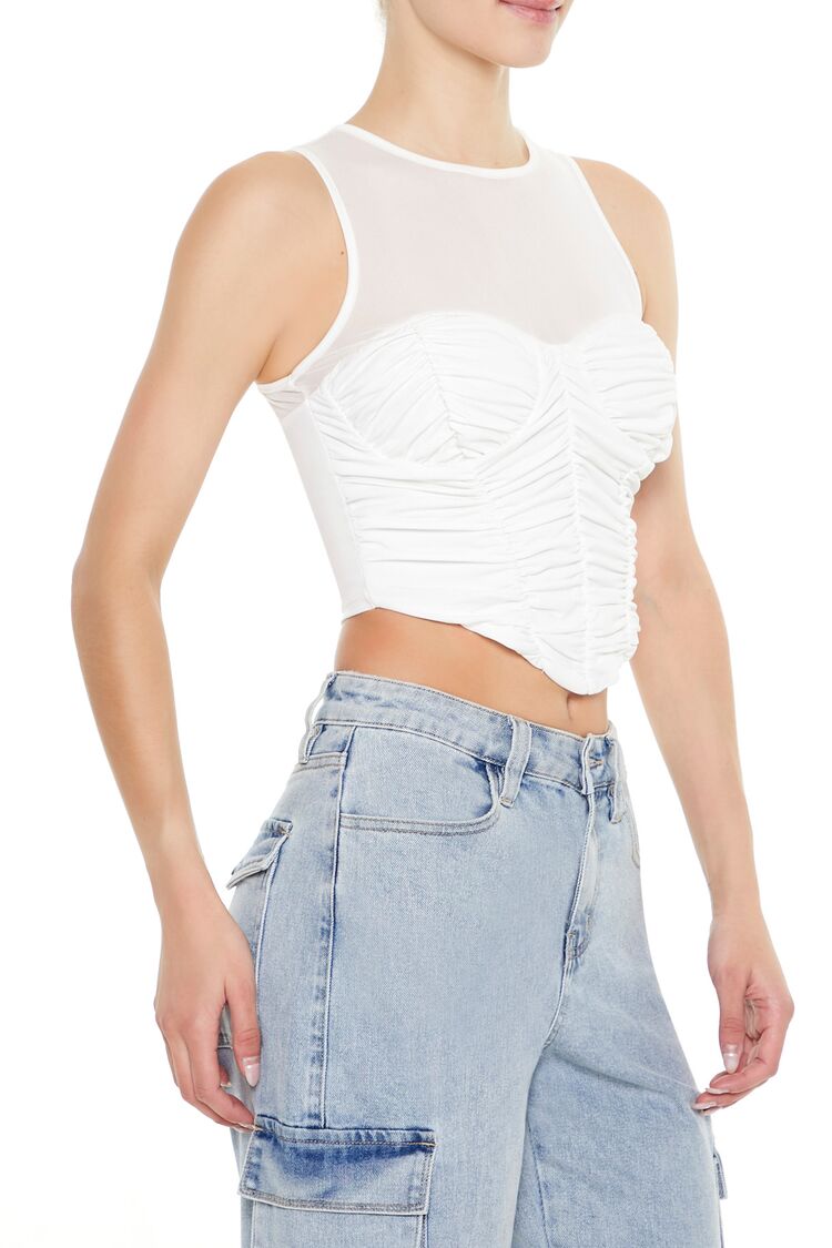  Forever 21 Ruched V-Hem Crop Top - black - Bonton