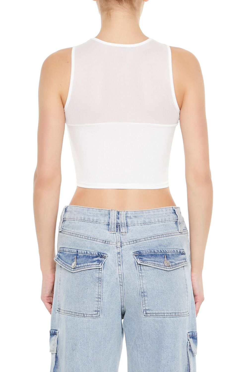  Forever 21 Ruched V-Hem Crop Top - black - Bonton