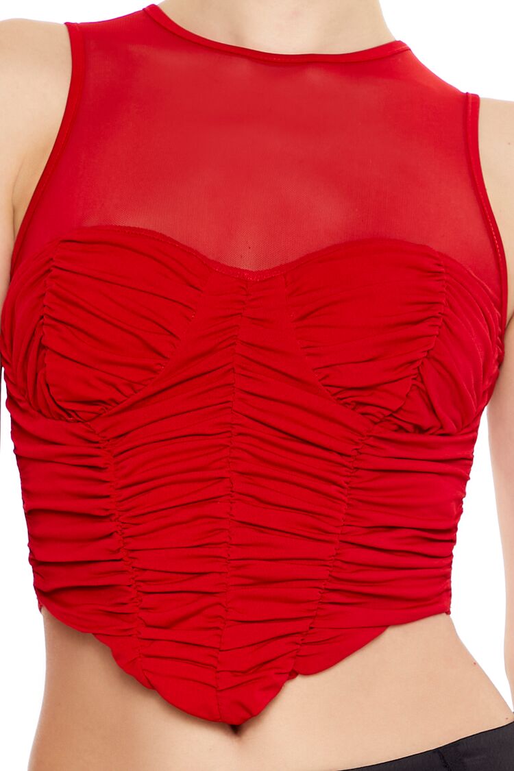  Forever 21 Ruched V-Hem Crop Top - black - Bonton