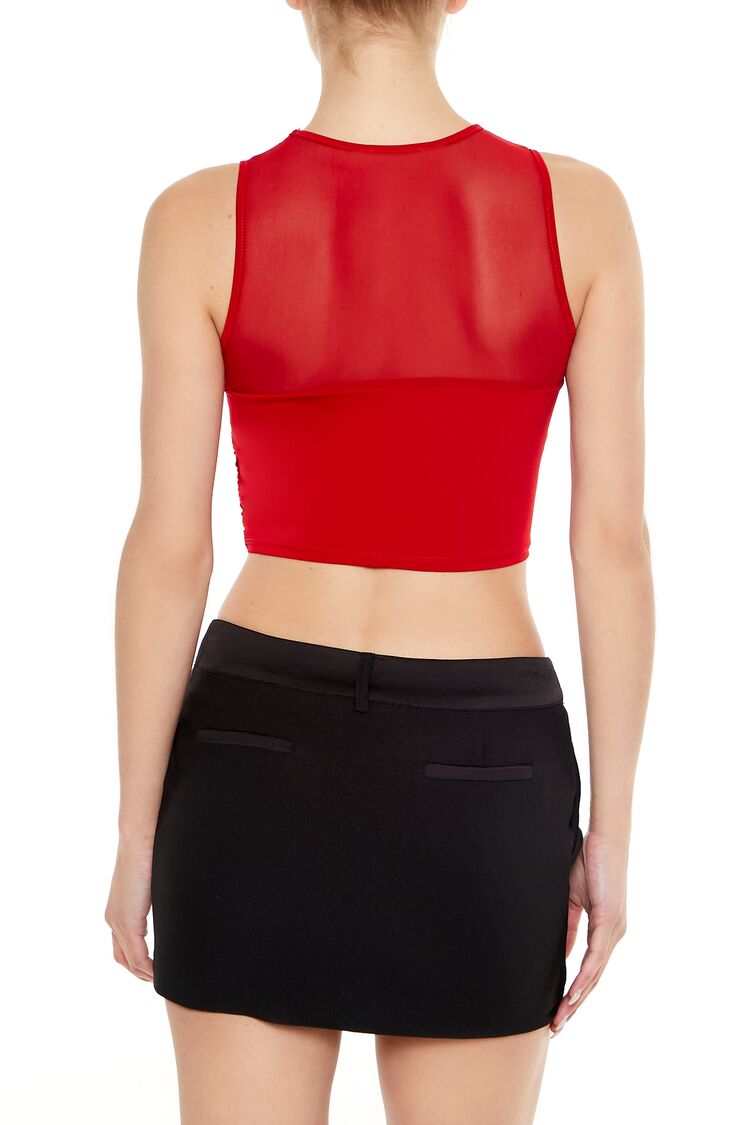  Forever 21 Ruched V-Hem Crop Top - black - Bonton