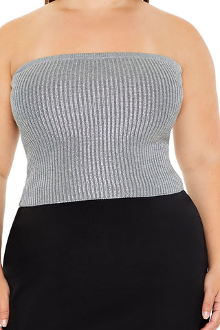 Plus Size Metallic Tube Top