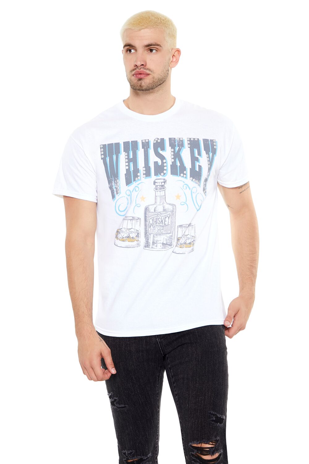  Forever 21 Whiskey Graphic Tee - white multi - Bonton