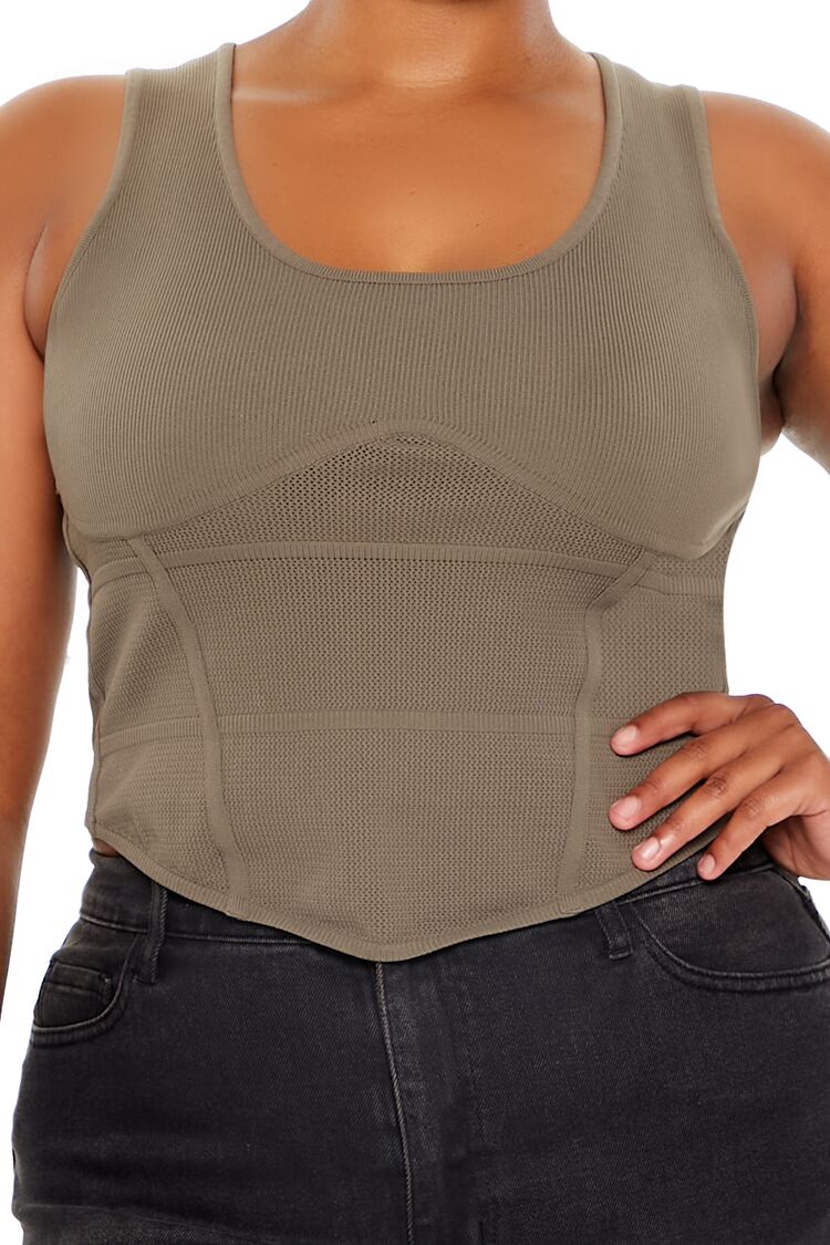  Forever 21 Plus Size Sweater-Knit Corset Tank Top - black - Bonton