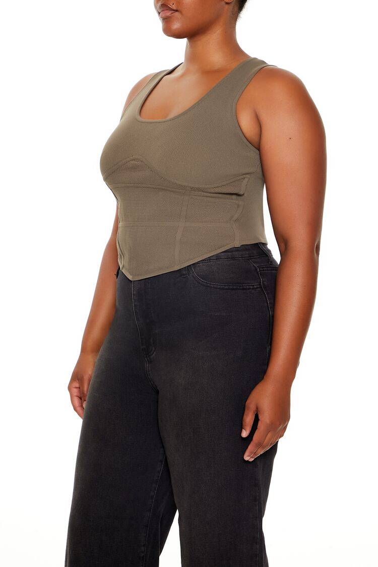  Forever 21 Plus Size Sweater-Knit Corset Tank Top - black - Bonton