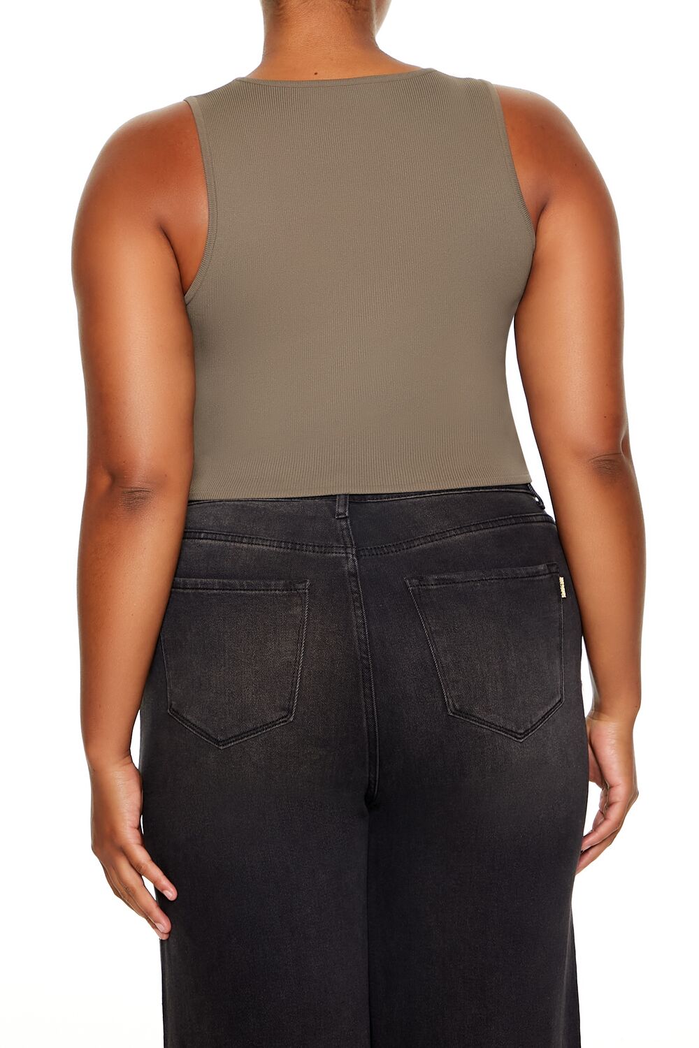 Forever 21 Plus Size Sweater-Knit Corset Tank Top - black - Bonton