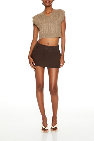 Cropped Cable Knit Sweater Vest