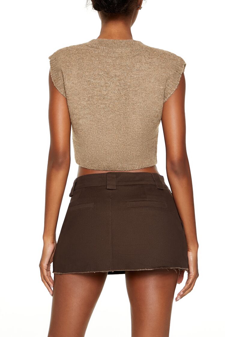  Forever 21 Cropped Cable Knit Sweater Vest - brown - Bonton