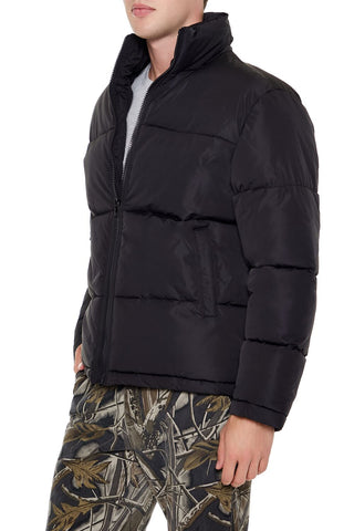 Quilted Funnel-Neck Puffer Jacket