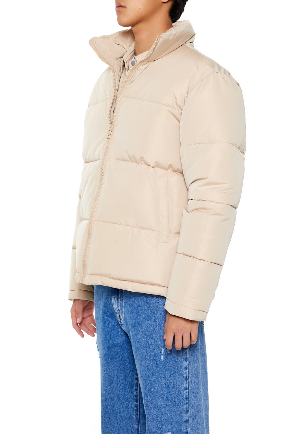  Forever 21 Quilted Funnel-Neck Puffer Jacket - black - Bonton
