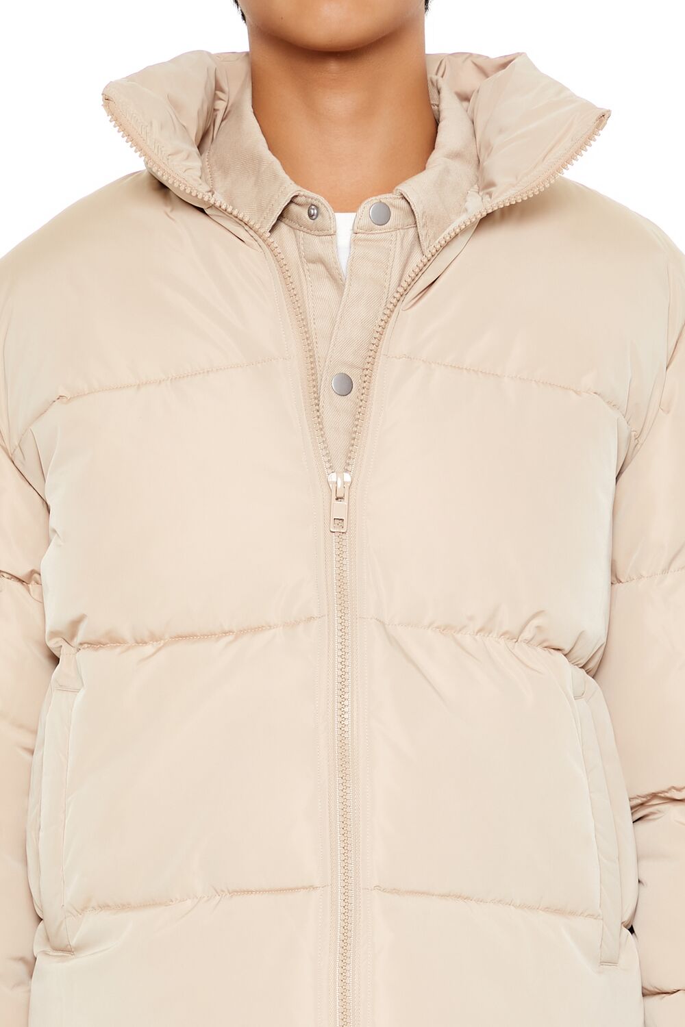  Forever 21 Quilted Funnel-Neck Puffer Jacket - black - Bonton