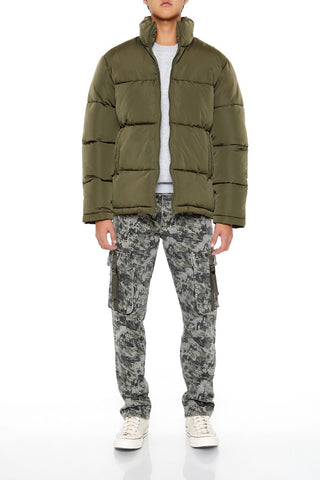 Quilted Funnel-Neck Puffer Jacket