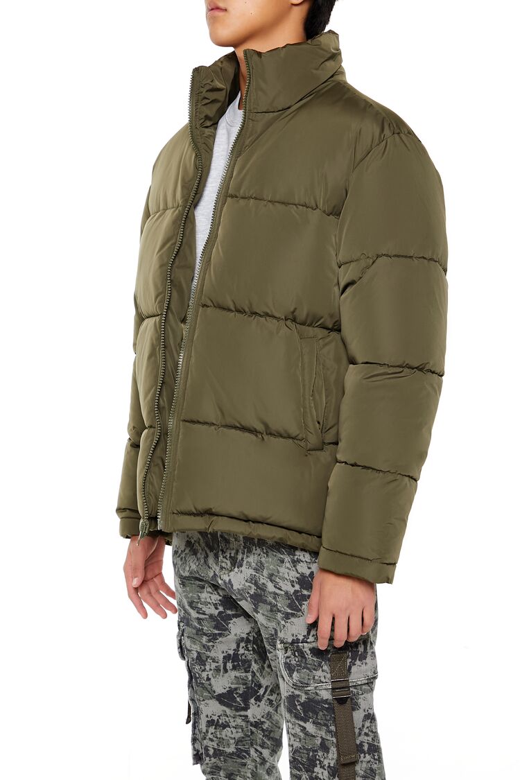  Forever 21 Quilted Funnel-Neck Puffer Jacket - black - Bonton