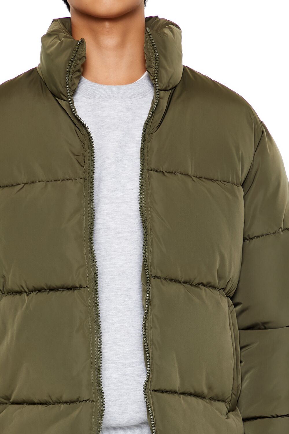  Forever 21 Quilted Funnel-Neck Puffer Jacket - black - Bonton
