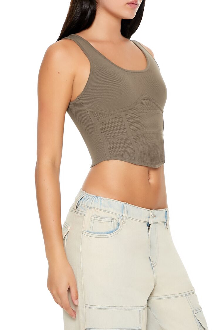  Forever 21 Sweater-Knit Corset Tank Top - ash brown - Bonton