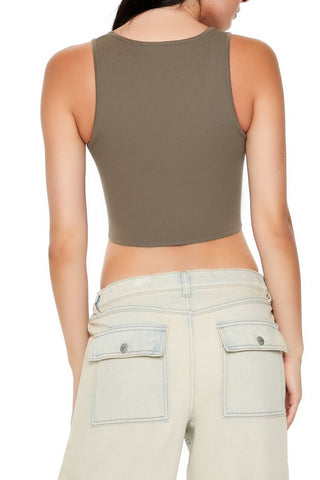 Sweater-Knit Corset Tank Top