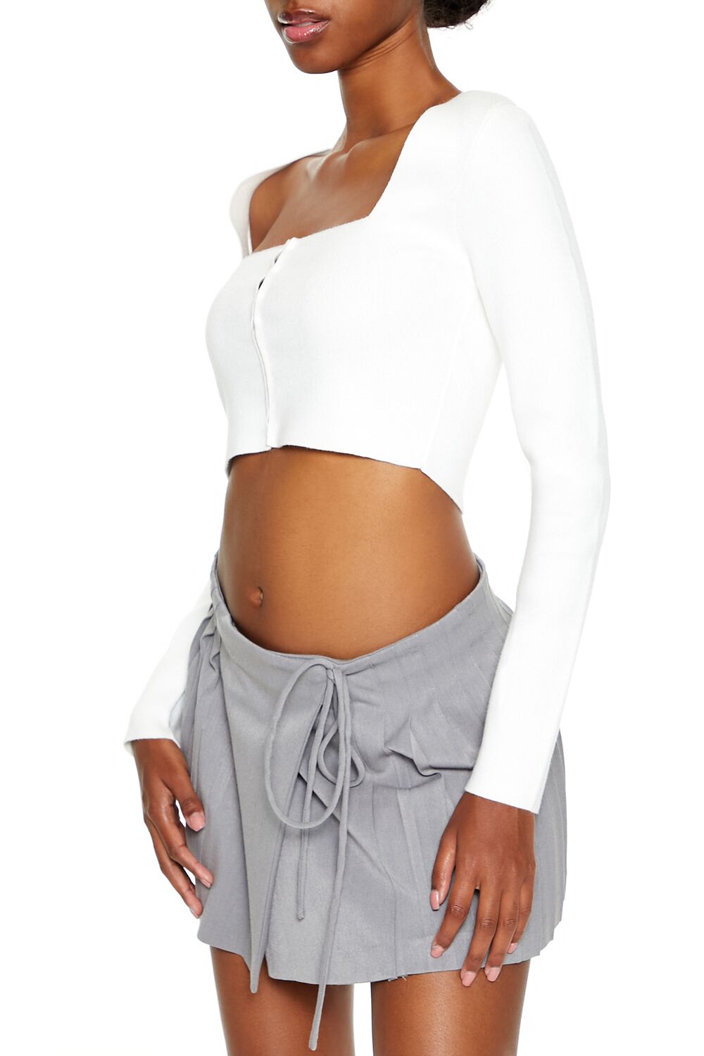  Forever 21 Sweater-Knit Crop Top - white - Bonton