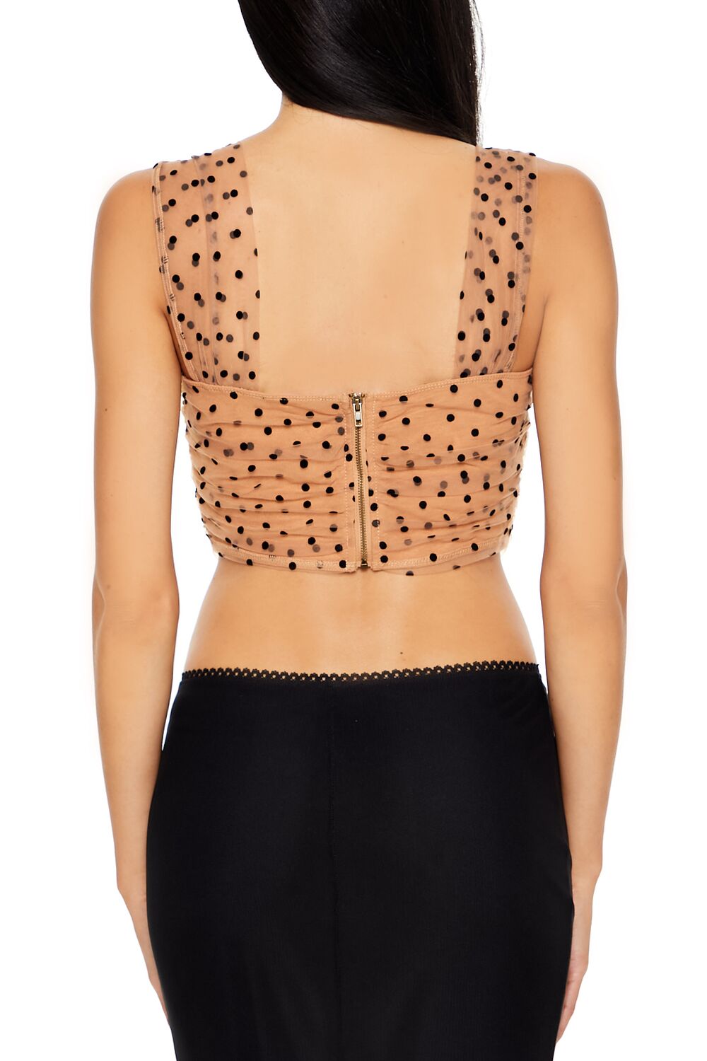  Forever 21 Corset Polka Dot Crop Top - camel - Bonton