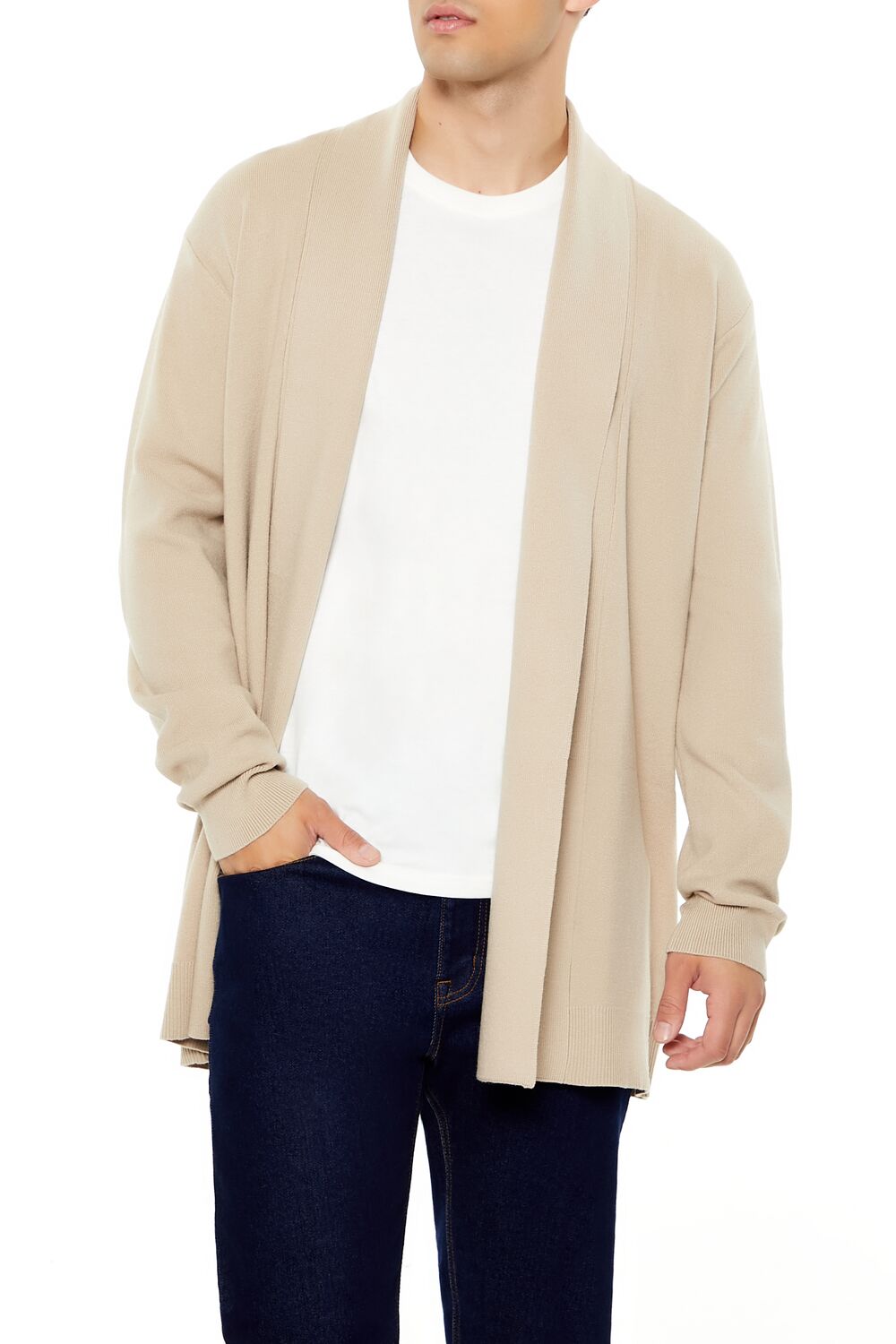  Forever 21 Open-Front Cardigan Sweater - taupe - Bonton