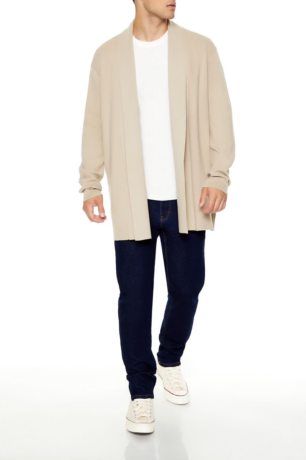  Forever 21 Open-Front Cardigan Sweater - taupe - Bonton