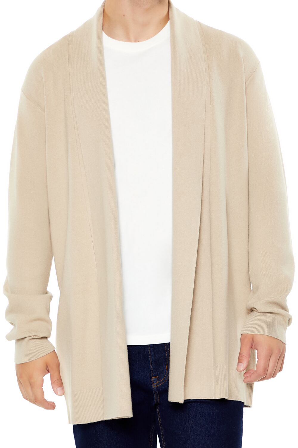  Forever 21 Open-Front Cardigan Sweater - taupe - Bonton