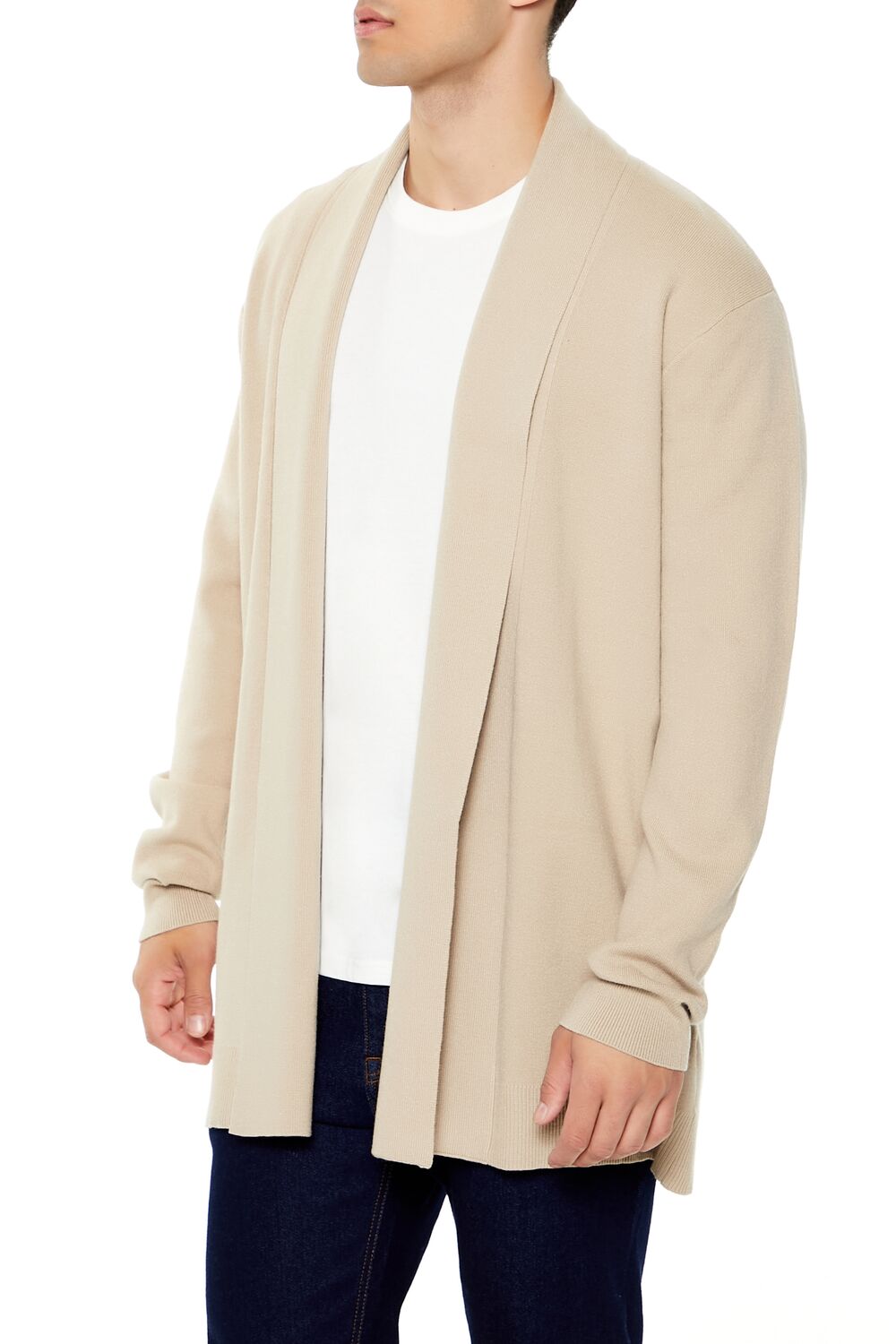  Forever 21 Open-Front Cardigan Sweater - taupe - Bonton