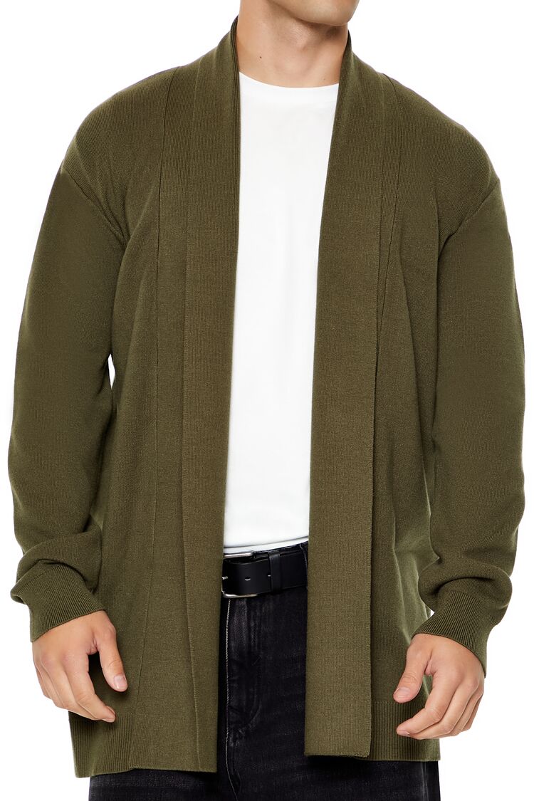  Forever 21 Open-Front Cardigan Sweater - taupe - Bonton