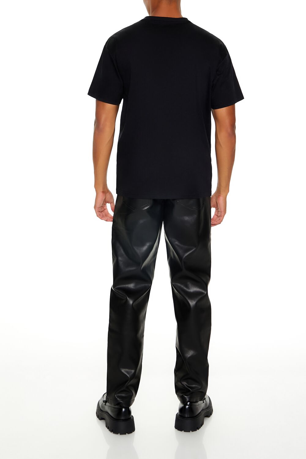  Forever 21 Split Face Faux Leather Pants - black-white - Bonton