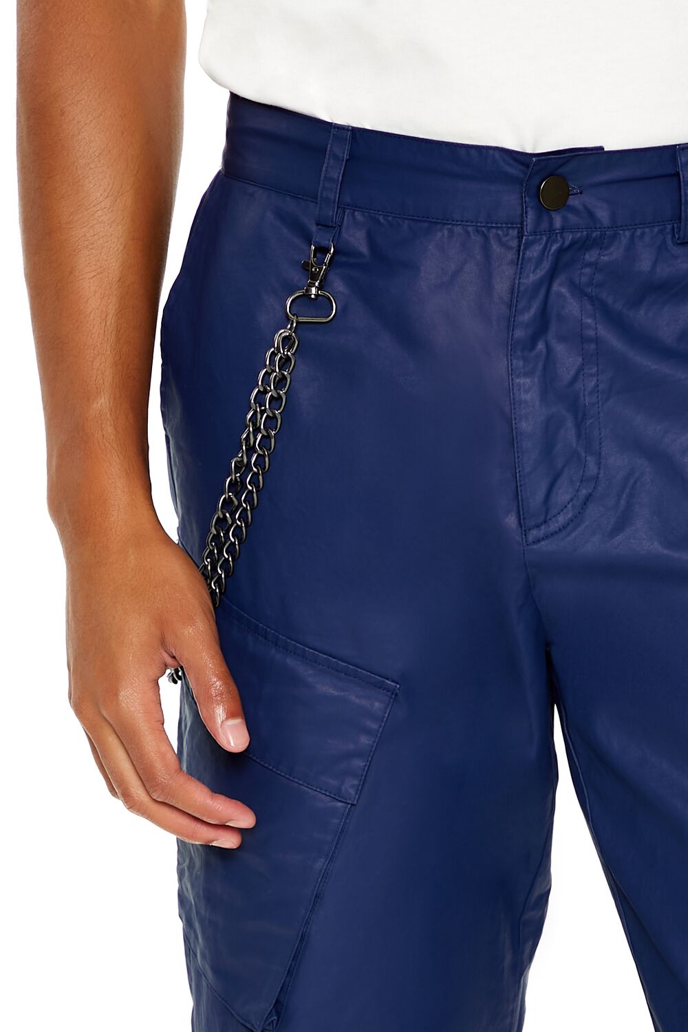  Forever 21 Mid-Rise Wallet Chain Pants - dark-navy - Bonton