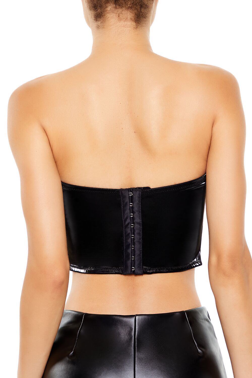  Forever 21 Faux Leather Lingerie Tube Top - black - Bonton