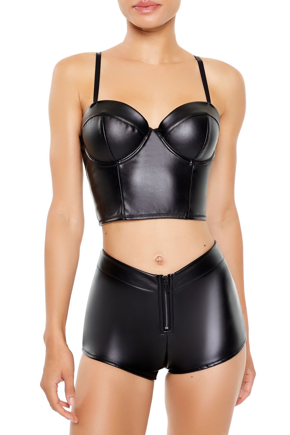  Forever 21 Bustier Cropped Lingerie Cami - black - Bonton