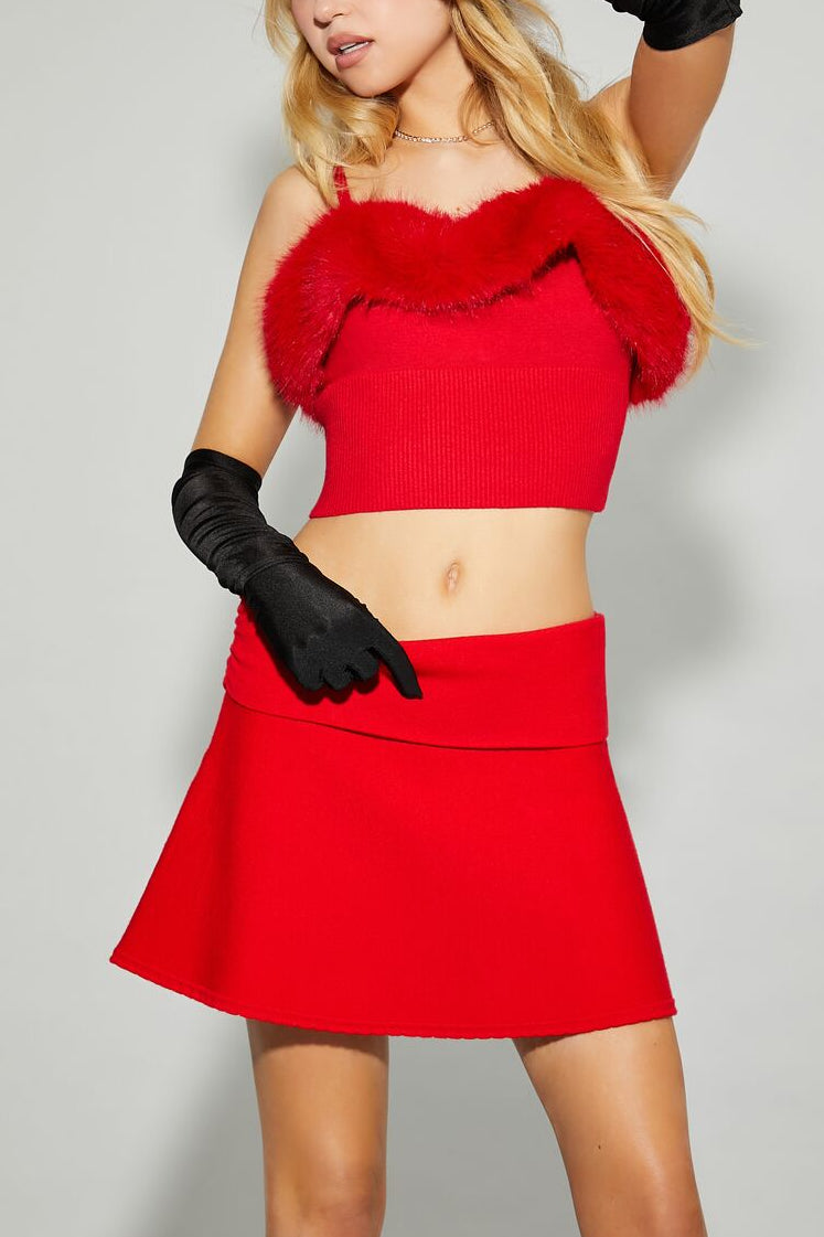  Forever 21 Mean Girls Foldover Mini Skirt - red - Bonton