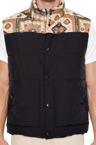 Paisley Colorblock Zip-Up Vest