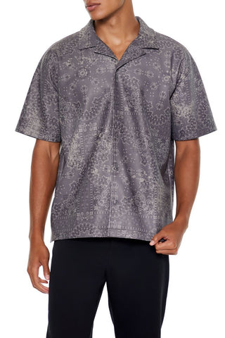 Paisley Print Faux Leather Shirt