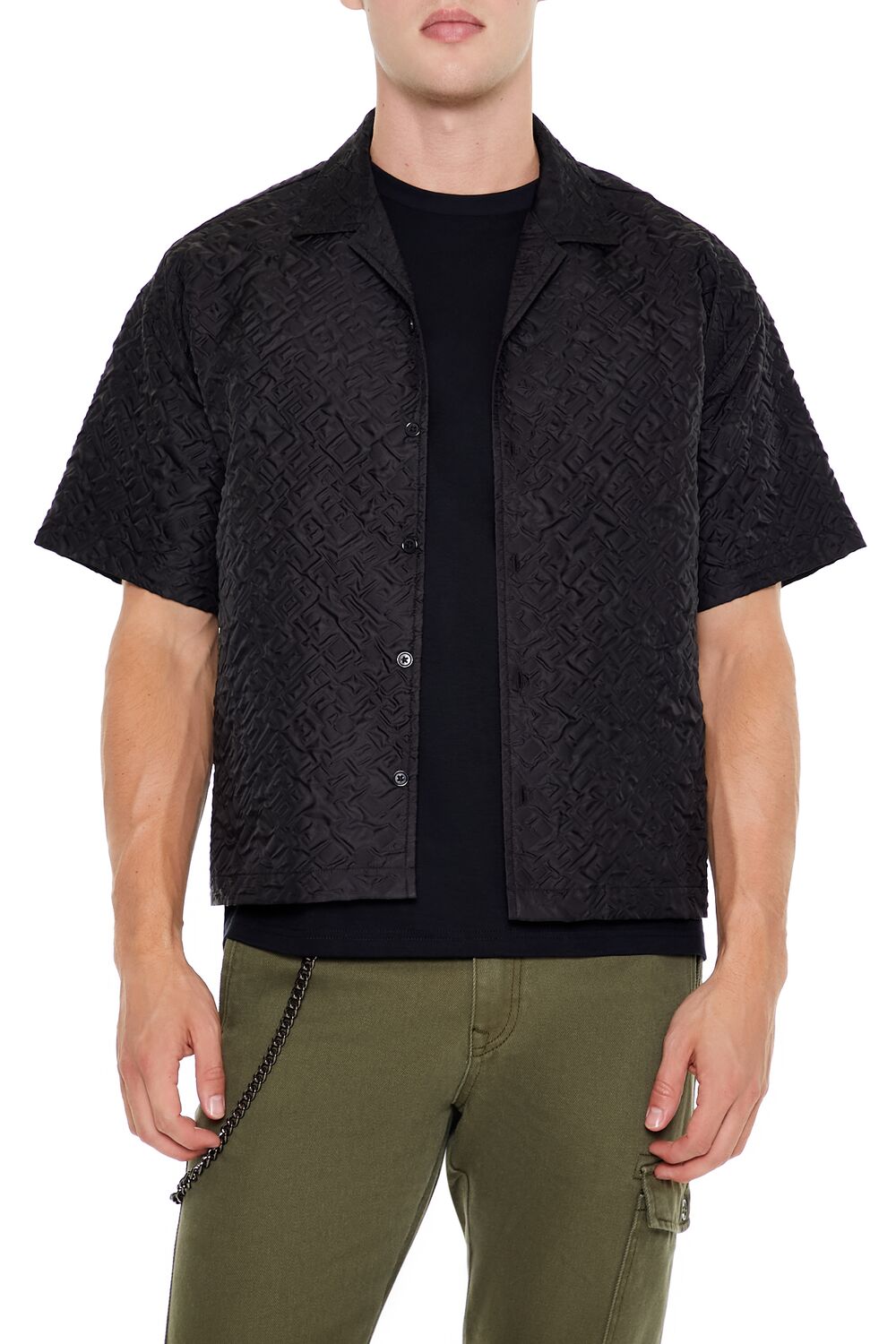  Forever 21 Oversized Textured Shirt - black - Bonton