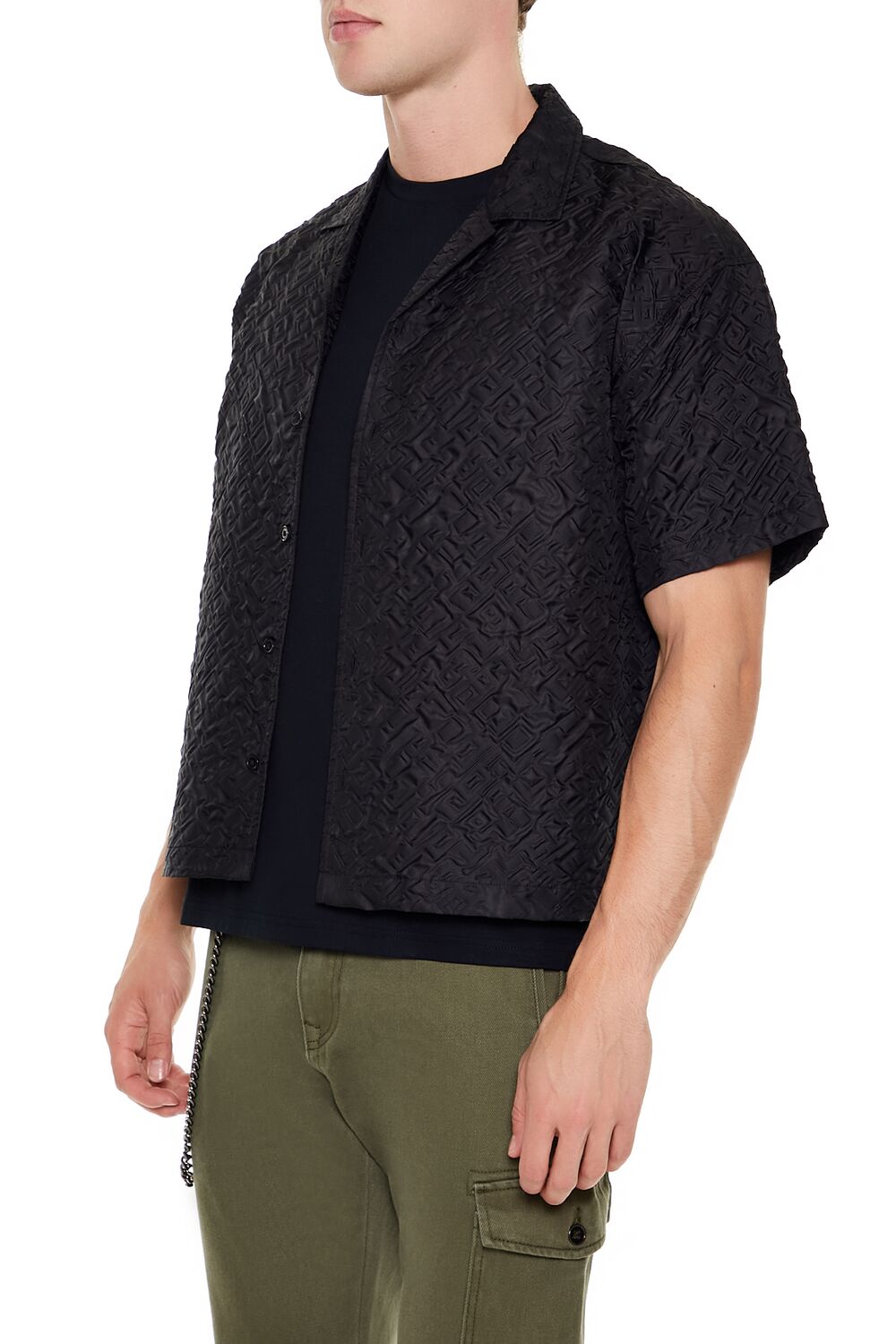  Forever 21 Oversized Textured Shirt - black - Bonton