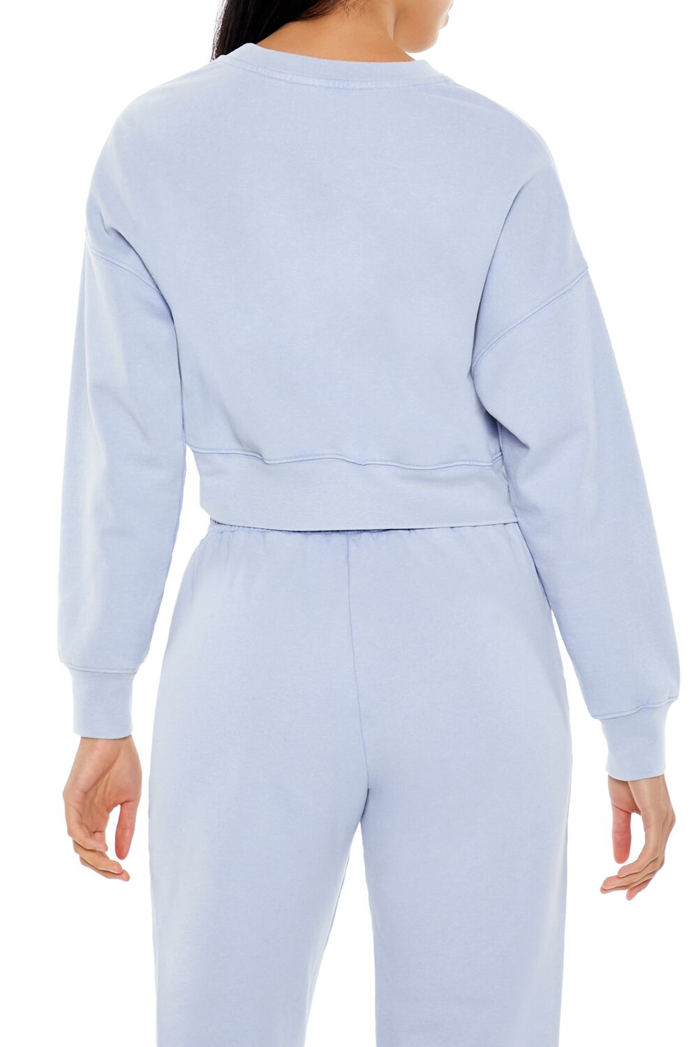 Forever 21 Caviar Graphic Cropped Pullover - blue multi - Bonton
