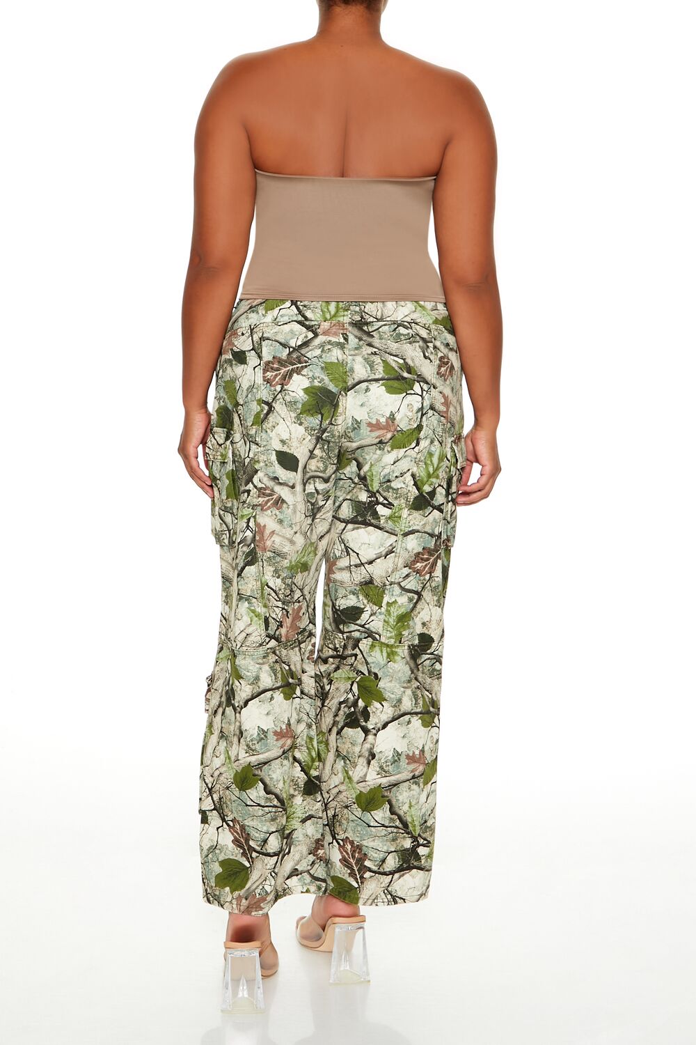 Forever 21 Plus Size Leaf Print Cargo Pants - pink-multi - Bonton