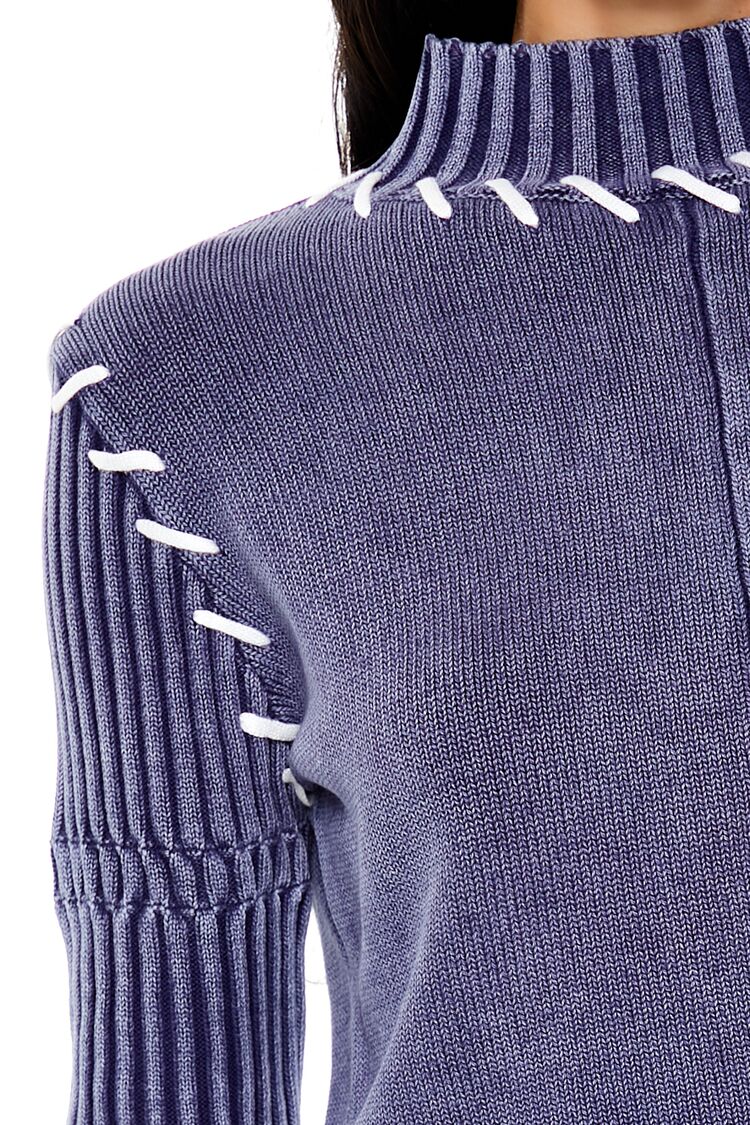  Forever 21 Whipstitched Cropped Sweater - navy - Bonton