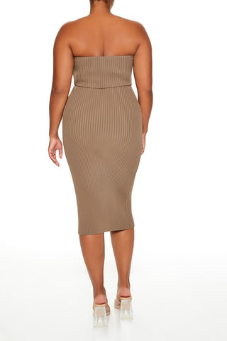 Plus Size Tube Midi Sweater Dress